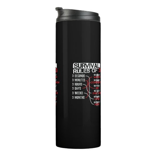 3人の生存ルール – ワイルダネス・クイズ タンブラー (回転右)