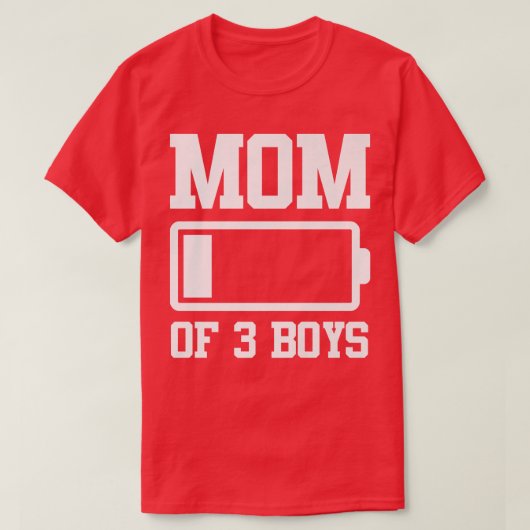 3人の男の子のママ  母の日におすすめの面白いギフト Tシャツ (デザイン正面)