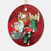 3人の賢い女の子ペットラットのクリスマスのオーナメント セラミックオーナメント (左)