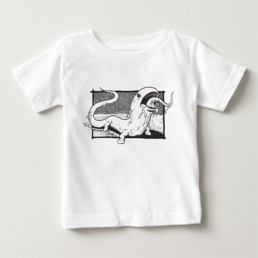 3人の赤ちゃんと一つの山 ベビーTシャツ (正面)
