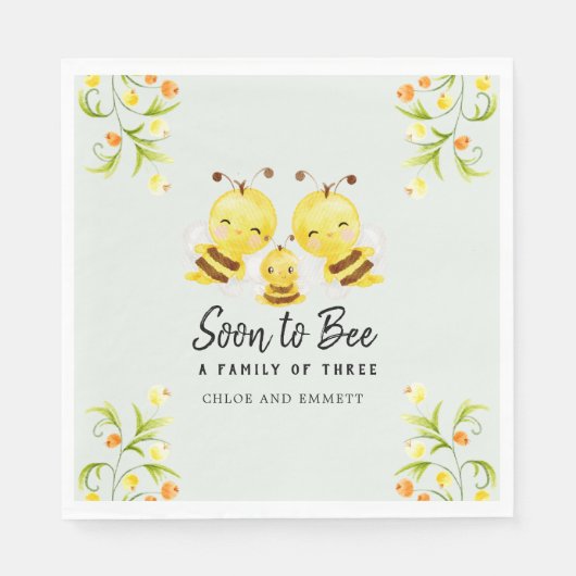 3人の赤ちゃんシャワーの家族になるカスタムに スタンダードランチョンナプキン (正面)