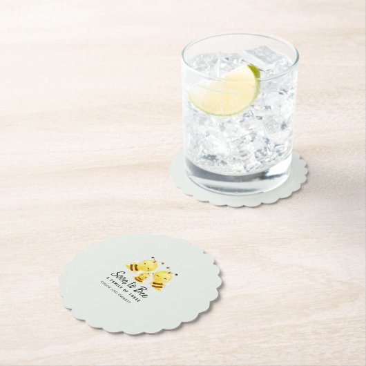 3人の赤ちゃんシャワーの家族になるカスタムに ペーパーコースター (インサイチュ)