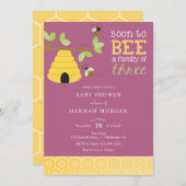 3人の赤ちゃんシャワーの家族になる 招待状 (正面/裏面)