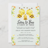 3人の赤ちゃんシャワーの家族になる 招待状 (正面)