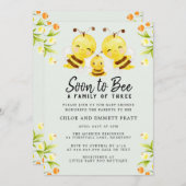 3人の赤ちゃんシャワーの家族になる 招待状 (正面/裏面)