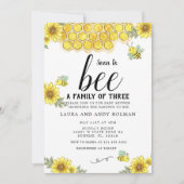 3人の赤ちゃんシャワーの家族になる 招待状 (正面)