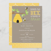 3人の赤ちゃんシャワーの家族になる 招待状 (正面/裏面)