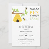 3人の赤ちゃんシャワーの家族になる 招待状 (正面)