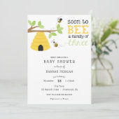 3人の赤ちゃんシャワーの家族になる 招待状 (スタンド正面)