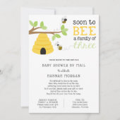 3人の赤ちゃんシャワー家族へメール 招待状 (正面)