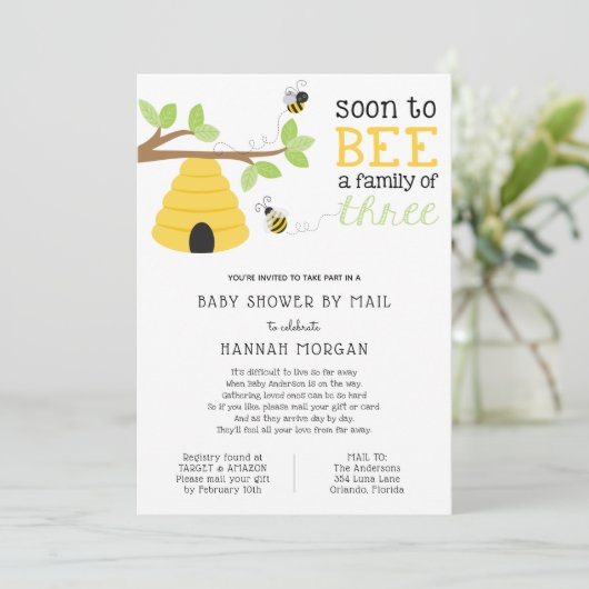 3人の赤ちゃんシャワー家族へメール 招待状 (スタンド正面)