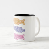 3人の骸骨カラフルマグカップ - 3 colorful skeletons mug ツートーンマグカップ (正面右)