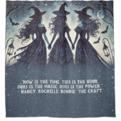 3人の魔女が夜のスターリーハロウィーン シャワーカーテン (正面)