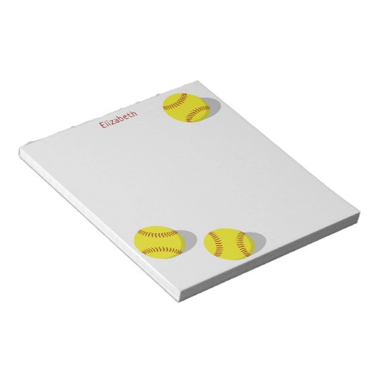 3人の黄色いソフトボール·ガールズ·スパーソナライズされたポーツ ノートパッド (アングル)