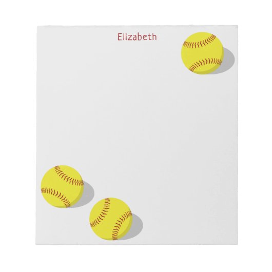3人の黄色いソフトボール·ガールズ·スパーソナライズされたポーツ ノートパッド (正面)