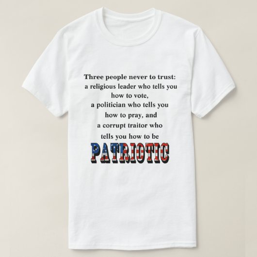 3人は決して信用しない。 Tシャツ (デザイン正面)