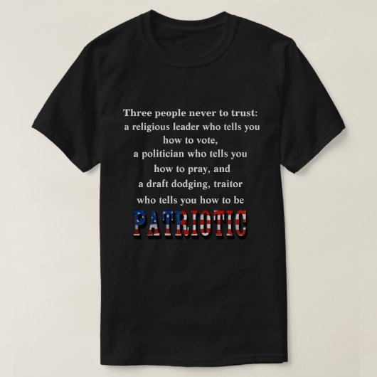 3人は決して信用しない。 Tシャツ (デザイン正面)