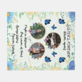 3人パーソナライズされたの写真のコラージュ姉妹 フリースブランケット (正面(横))