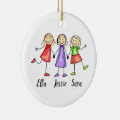 3人パーソナライズされたの子供 セラミックオーナメント (右)