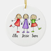 3人パーソナライズされたの子供 セラミックオーナメント (正面)