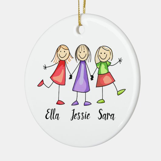 3人パーソナライズされたの子供 セラミックオーナメント (左)