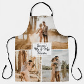 3人フォトグリッドのコラージュ結婚式の引き出物 エプロン (正面)