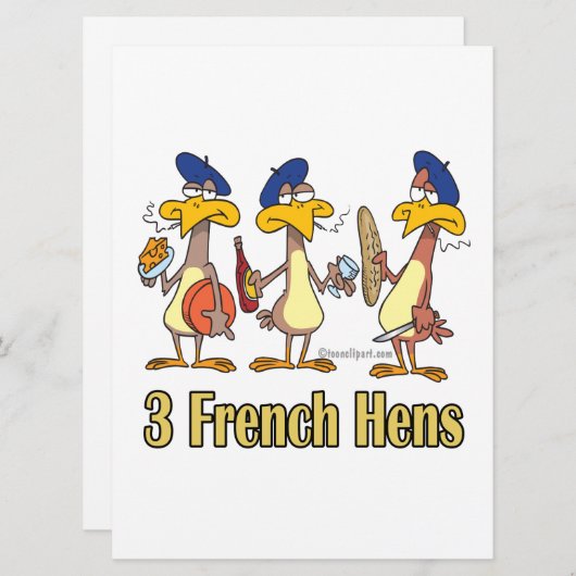 3人フランスのの鶏のクリスマス3日目 シーズンカード (正面/裏面)