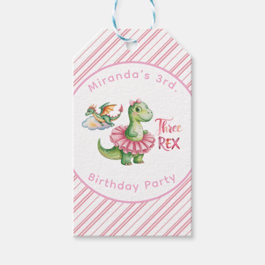3人レックスガールバースデーパーティーありがとう ギフトタグ (正面)