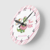 3人レックスガールバースデーパーティー ラウンド壁時計 (傾斜)