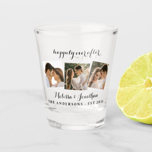 3人写真花婿の商の後を楽しく結婚過ごす ショットグラス (正面)