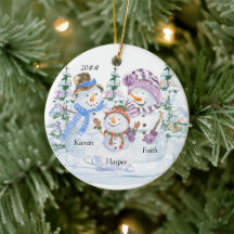 3人家族のスノーマン かわいい オリジナル クリスマス
