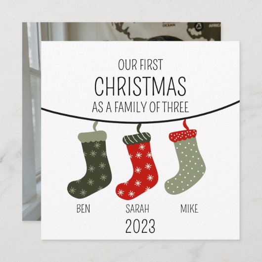 3人家族の初めてのクリスマス (正面/裏面)