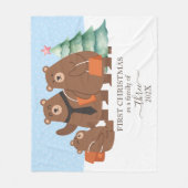 3人家族の初めてのクリスマス ベア フリースブランケット (正面)