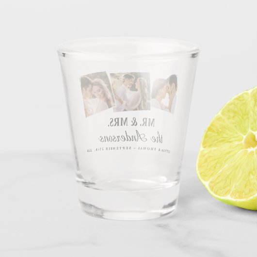 3人撮影エレガント花婿の結婚撮影 ショットグラス (裏面)