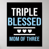 3人賛美の男の子の子の三つ組の母親 ポスター (正面)