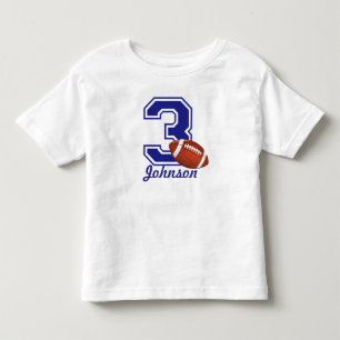 3位の誕生日のボーイフットボールパーソナライズされた トドラーTシャツ