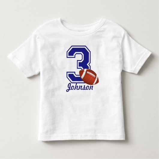 3位の誕生日のボーイフットボールパーソナライズされた トドラーTシャツ (正面)