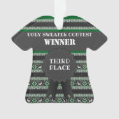 3位の醜いクリスマスセーターのコンテスト優勝 オーナメント (正面)