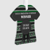 3位の醜いクリスマスセーターのコンテスト優勝 オーナメント (正面)