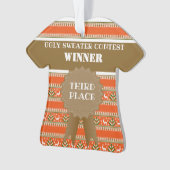 3位の醜いクリスマスセーターのコンテスト優勝 オーナメント (正面)