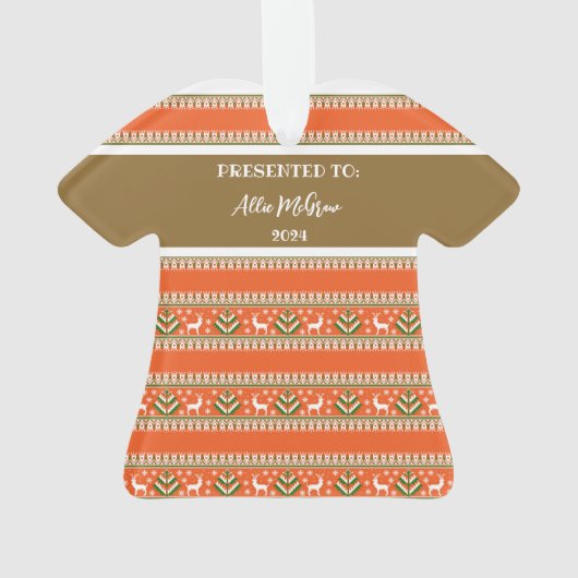 3位の醜いクリスマスセーターのコンテスト優勝 オーナメント (裏面)