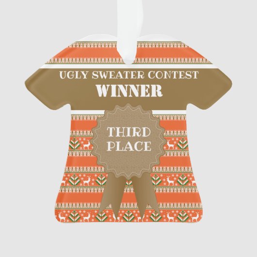 3位の醜いクリスマスセーターのコンテスト優勝 オーナメント (正面)