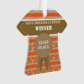 3位の醜いクリスマスセーターのコンテスト優勝 オーナメント (正面)