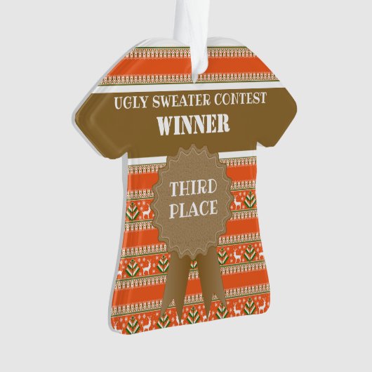 3位の醜いクリスマスセーターのコンテスト優勝 オーナメント (正面)