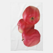 "3個のりんご"のデザインの台所タオル キッチンタオル (縦)