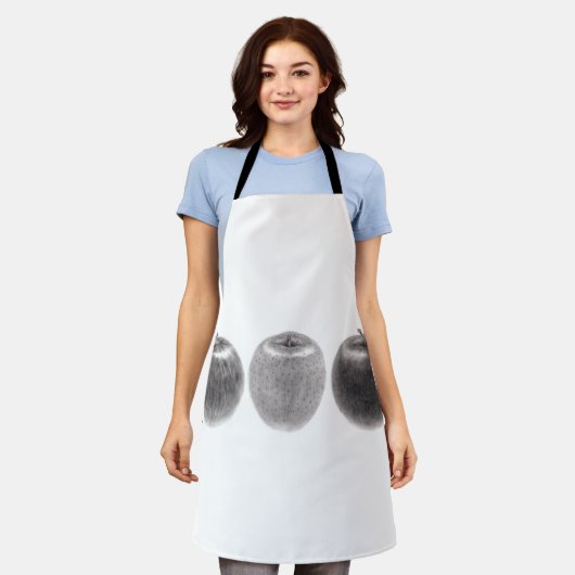 3個のりんご　横 エプロン (着用した状態)