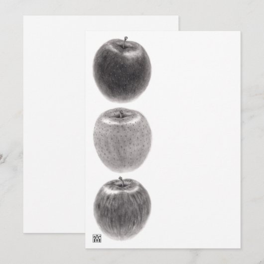 3個のりんご　縦 シーズンカード (正面/裏面)