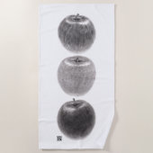 3個のりんご　縦 ビーチタオル (正面)