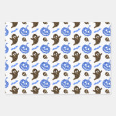 3個のカボチャと幽霊たちラッピング紙 ラッピングペーパーシート (正面)