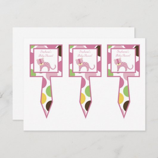 3個のコップのケーキはジャングルの女王のトラのサファリ動物を選びます インビテーションポストカード (正面/裏面)